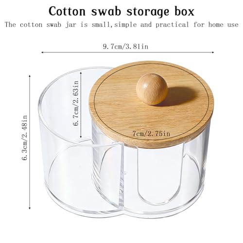 Quilax Cotton Round Holder, Dual Compartment Qtip Dispenser with Removable Dustproof Lid, Clear Plastic Cotton Pad Holder,...