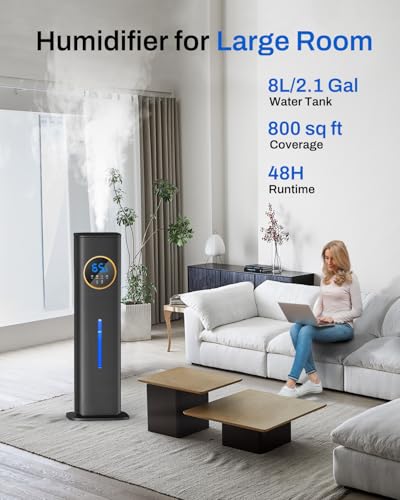 Humidifier Large Room Bedroom with Night Light, 2.1Gal(8L) Humidifiers for Home with Essential Oil Diffuser, Top Fill Whol...