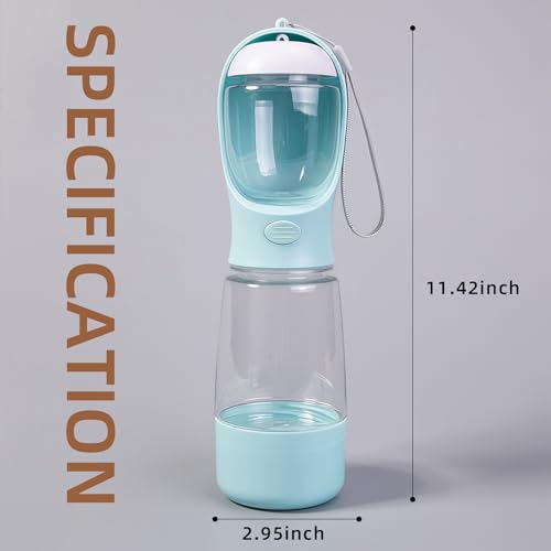 Dbbsfst 3-in-1 Dog Water Bottle Portable Leak Proof Pet Water Dispenser with Built-in Snack Storage & Waste Bag Holder 14o...