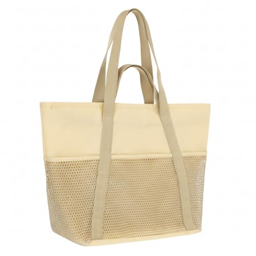 F-color Waterproof Beach Bags for Women - Machine Washable Travel Tote Bag with Zipper Cruise Swim Vacation Essentials