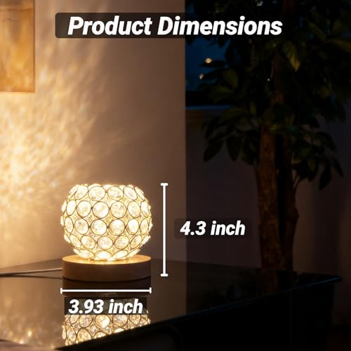 FuoiCorn Crystal Mood Table Lamp, Small Decorative Sphere Light with Voice Control - 3 Lighting Modes Ambient Lighting for...