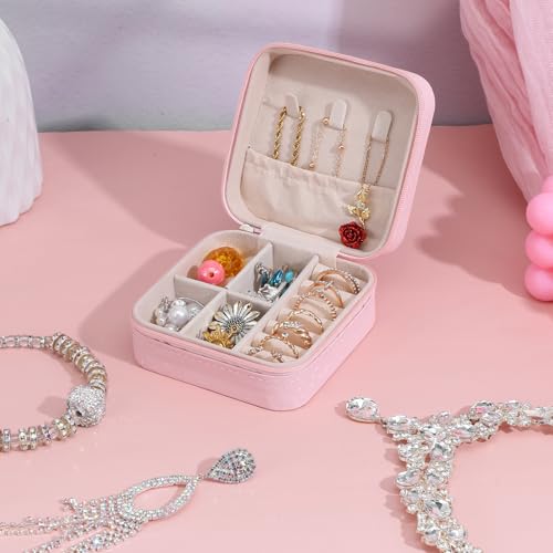 MAQUITA 12 Pack Travel Jewelry Case Bridesmaid Gifts Box, PU Leather Small Jewelrys Case Organizer Storage for Women Girls...