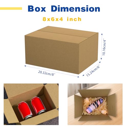 EZALFTIN 30 Pack 8x6x4 inches Small Shipping Boxes Brown Corrugated Cardboard Boxes for Packing, Mailing, Moving, Business
