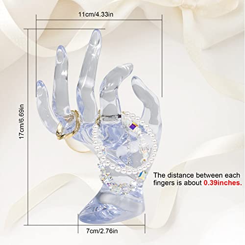 DI QIU REN Hand Form Ring Holder Jewelry Display Holder, Clear Room Decor Aesthetic Bracelet Ring Watch Stand Support Hold...