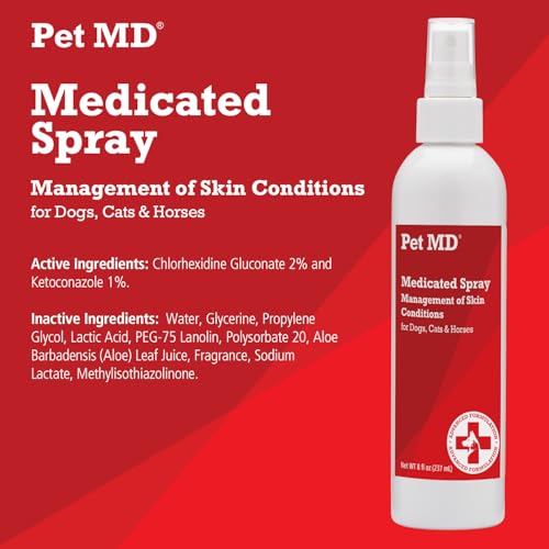Pet MD Topical Spray for Dogs, Cats, and Horses with Essential Fatty Acids, Aloe and Vitamin E - 8 oz