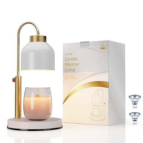 AIKUT Candle Warmer Lamp, with 2 Bulbs,Timer & Dimmer,Compatible with Large Yankee Candle Jars,3 Wick Candles,Height Adjus...