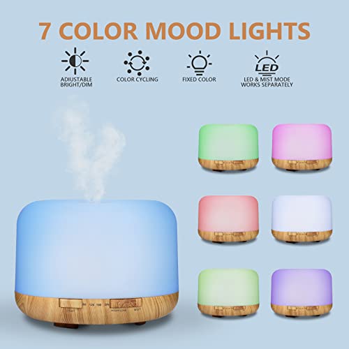 SACATR 500ml Essential Oil Diffuser with 15 Essential Oils, Ultrasonic Cool Mist Humidifier, Remote Control, 4 Timers, 15 ...