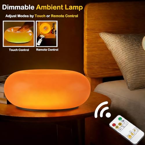 MIXL - Orange Donut Table Lamp,Dount Light Lamp Ambient Lighitng,Aesthetic Touch Table Lamps,Modern Cute Desk Lamps for Li...