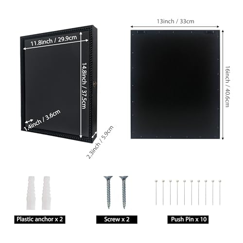 FramePro Shadow Box 13x16 Front Open with Hinge Beaded Designed Display Case with Linen Back, Picture Frame Wedding Bouque...