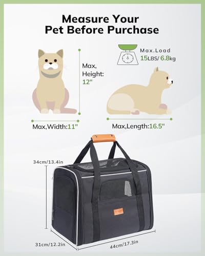 Morpilot Cat Carrier - Cat Carrier Soft for Medium or Large Cats up to 20lbs, with Dual-Sided Cushion, Secure Buckle and F...