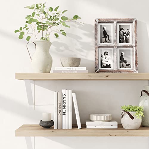 Barnyard Designs 4x6 or 5x7 Collage Picture Frames, 4 Photo Openings w/Mat for Multiple Pictures, Distressed Rustic Wood F...