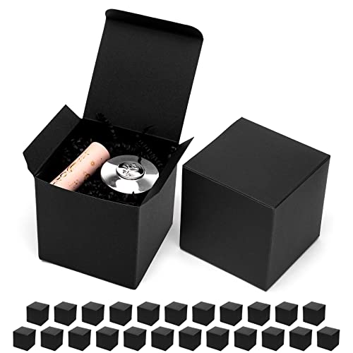Mcfleet Black Gift Boxes with Lids 4x4x4 Inches 25 Pack Groomsmen Proposal Cardboard Craft Gift Box for Christmas, Weddin...