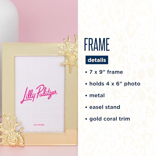 Lilly Pulitzer 7 x 9 Picture Frame, Decorative Photo Frame for Tabletop, Gold Coral Metal Frame with Glass Front (Gold Coral)