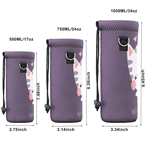 RICHEN Neoprene Water Bottle Carrier Bag with Adjustable Shoulder Strap,Insulated Water Bottle Cover for Stainless Steel/G...