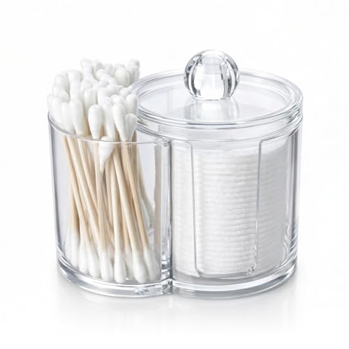 Exclaith Cotton Pad Holder Clear Pvc Cotton Ball Holder Makeup Pad Holders Dual Compartment Cottons Swab Dispenser Vanity ...