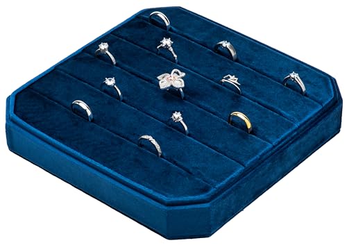 COWFEX Multiple Velvet Ring Storage Organizer Display Tray Jewelry Box Earring Holder Case for Wedding Birthday Christmas ...