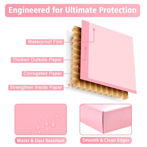 DERZIFUN 7"x5"x2" Glossy Pink Shipping Boxes, 50 Pack Corrugated Cardboard Mailing Boxes for Small Business Packaging, Shi...