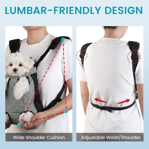 Dog Backpack Carrier, Front Pocket for Essentials, Pet Sling Front Backpack for Small Medium Dogs 10-16 Lbs, Legs Out, Adj...