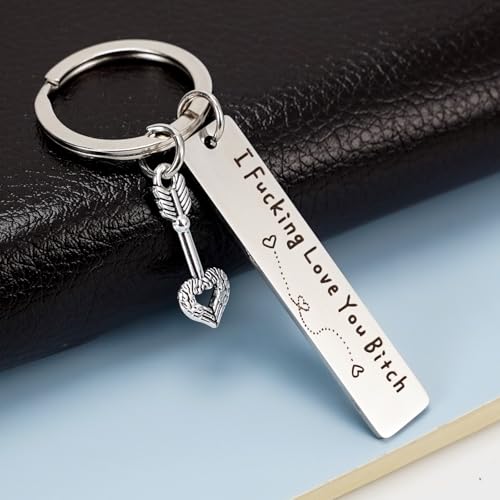 Teniinet Best Friend Keychain for Women, Stainless Steel Key Chain Engrave I Fking Love You Bith Birthday Christmas Friend...