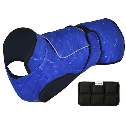 LUCOLOVE Dog Cooling Vest with Ice Pack – 2-Layer Evaporative Cooling Jacket with High Collar, UV Protection & Size-Matche...