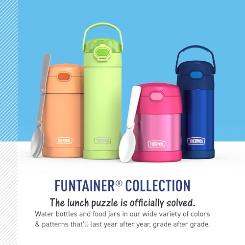 THERMOS FUNTAINER Water Bottle with Straw - 12 Ounce - Kids Stainless Steel Vacuum Insulated Water Bottle with Lid, Cool C...