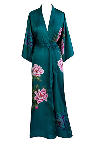 OLDSHANGHAI Luxury Kimono Robe for Women | Long Floral Robe | Original Design | Removable Waist Tie Closure