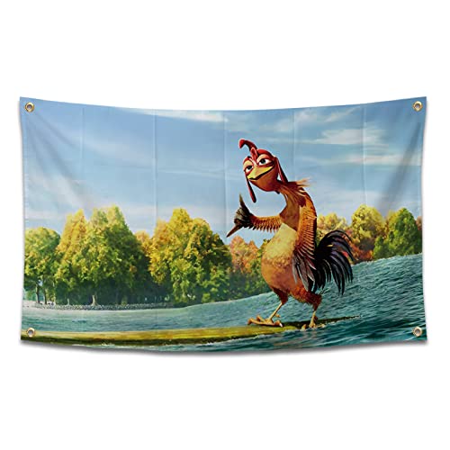 Chicken Flag Funny Poster Durable Man Cave Wall Flag with 4 Brass Grommets 3x5 Feet Tapestry for College Dorm Room Decor,O...