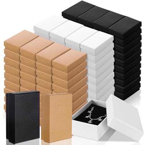 Tenceur 100 Pcs Valentines Jewelry Gift Boxes Bulk Kraft Jewelry Cardboard Box for Necklace Earring Bracelet Storage Packa...