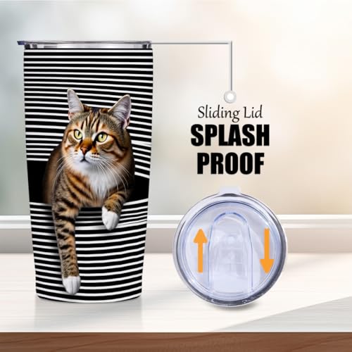 Jztco Cat Gifts for Women 20 oz Tumbler, Funny Cats Stainless Steel Insulated Water Bottle, Cats Themed Insulated Travel C...