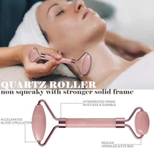 Facial Massage Tool and Roller Set, Facial Massager, Suitable for face, Wrinkle Improvement, Neck, arms, Eyes, Reduce Puff...