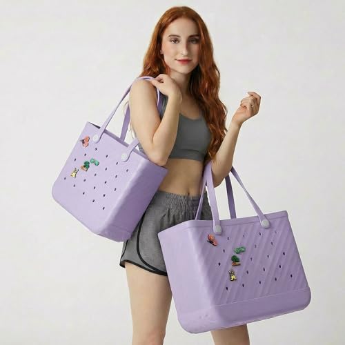 Armerssi Rubber Tote Bag for Women,Rubber Beach Bag Waterproof Sandproof Travel Pool Swim Sports
