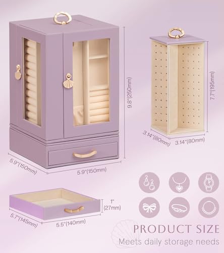 Enthralite Jewelry Box large for Dresser: Women Necklace Ring Storage Organizer with Compartments - Elegant Earring Holder...