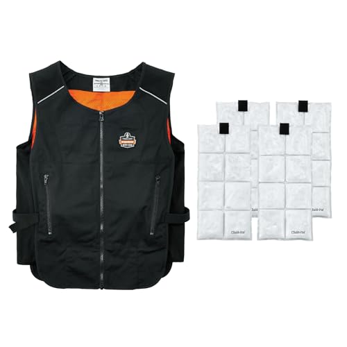 Ergodyne Cooling Vest with 4 Ice Packs, Lightweight, Quick Recharge Cooling, Chill Its 6260, L/XL
