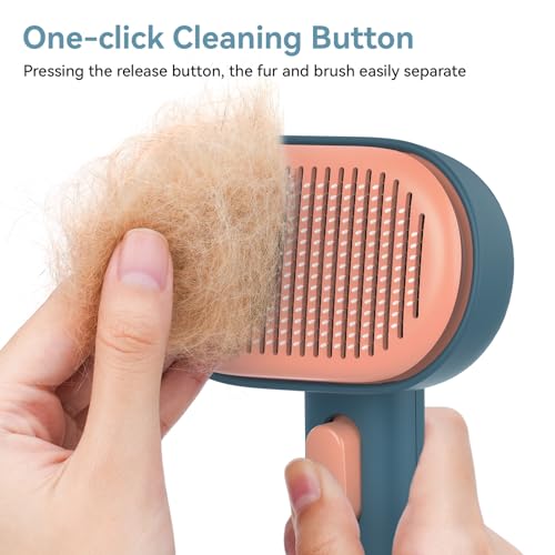 Aumuca Skin Friendly Self-Cleaning Slicker Brush for Dogs & Cats, Gentle Pet Grooming Tool for Shedding & Deshedding, Effi...