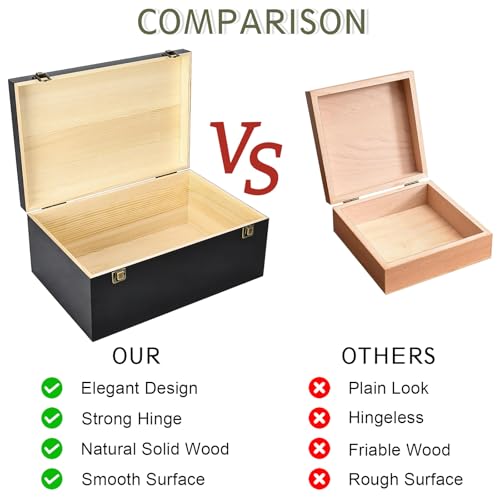 Useekoo Wooden Storage Box with Hinged Lid, 14.2” x 9.4” x 5.9" Large Wood Storage Boxes, Wooden Keepsake Box for Jewelry,...