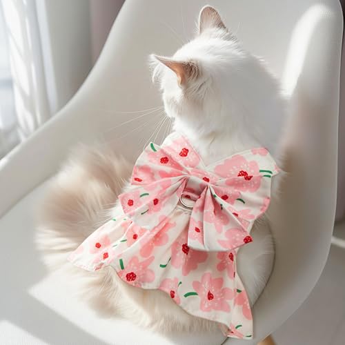 Qiansail Cute Dog Dress, Dogs Summer Dresses Female Bowknot Harness Leash Set Puppy Clothes Cat Princess Accessories for H...