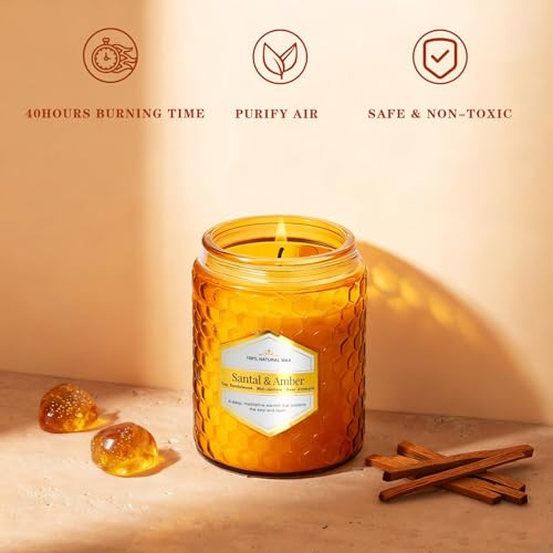 6 Pack Amber Glass Scented Candles for Home Scented, 5.5 Oz Each Soy Wax Candles, Lavender Sage Candles, Luxury Home Decor...