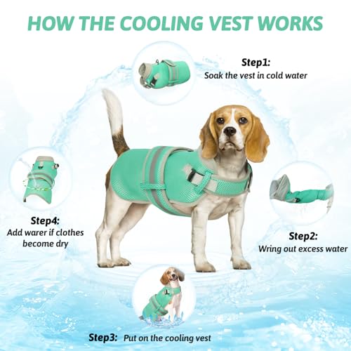 OUOBOB Dog Cooling Vest for Medium Dogs,Lightweight Cooling Dog Jacket,Breathable Mesh Dogs Shirt Harness Vest with Adjust...