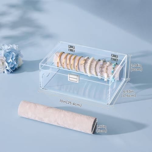 Lolalet Acrylic Bracelet Organizer Box, Clear Jewelry Display Holder for Bangles Watches, Jewellery Accessories Storage Ca...