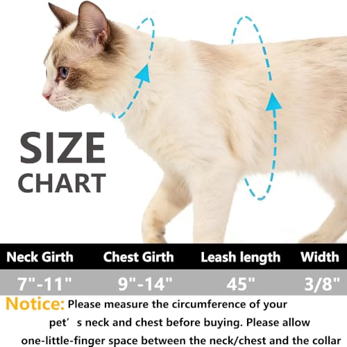Freezx Cat Harness and Leash Set - Adjustable Escape Proof Cat Harness for Safe Walking - Lightweight Soft Travel Kitten H...