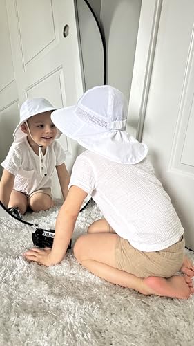 Toddler Baby Sun Hat Kids Summer Beach Essentials Adjustable Beach Hats with Bucket Wide Brim for Boys Girls Age 0-14 Years