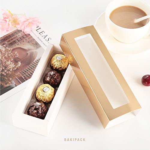 BAKIPACK 20 Truffle Boxes, Chocolate Boxes, Candy Boxes Packaging with 4-Piece Plastics Tray (Tray Size with 5.75x1.25 Inc...