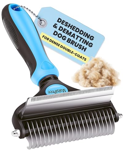 MalsiPree Dog Brush for Shedding - Large, Blue, 2-in-1 - Deshedding Dog Grooming Brush & Undercoat Rake with Dematting Com...