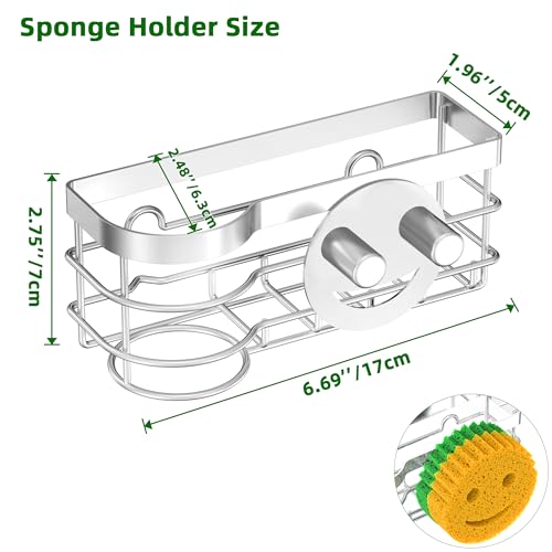 Cisily Smiley Sponge Holder for Kitchen Sink Caddy, Stainless Steel Movable Brush Holder Dish Cloth Hanger, Suction Cup Si...