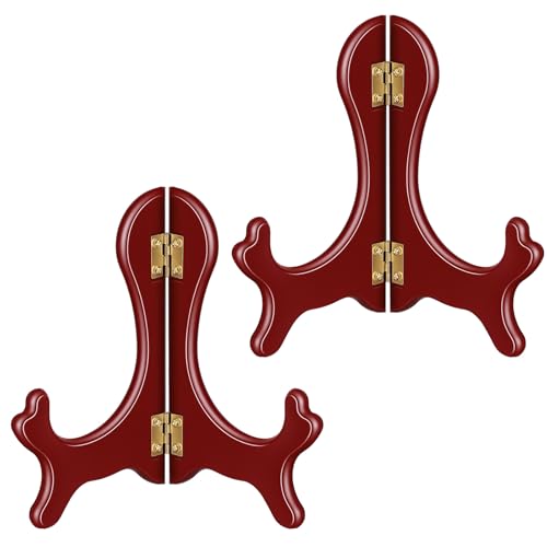 ADLABLD 2Pcs Easel Plate Holder, Brown Displays, Frames Photo Holder Stands for Decorative Picture Frame