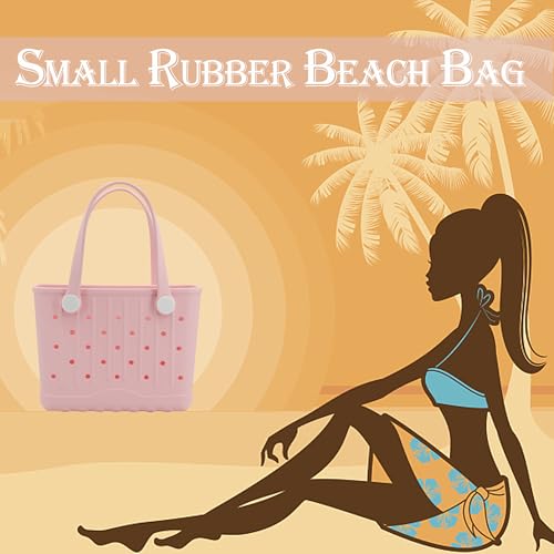 Forrader Rubber Tote Bag Small Beach Bag Waterproof Travel Bags Washable Tote Portable Handbag for Sports Beach Outdoor