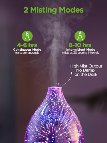 InnoGear Essential Oil Diffuser, 150ml Handmade 3D Glass Aromatherapy Defuser Air Difusor Ultrasonic Cool Mist Humidifier ...