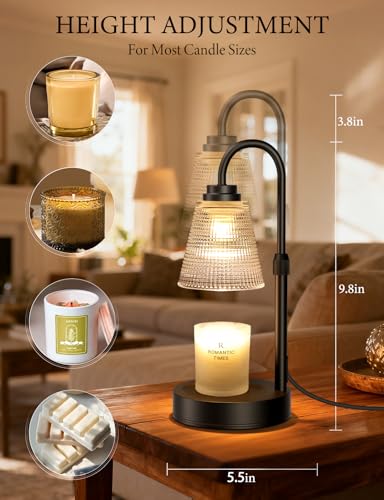Candle Warmer Lamp with Timer Dimmable, Adjustable Height Wax Melts Warmer for Jar Candles, Housewarming, Birthday, for Wo...