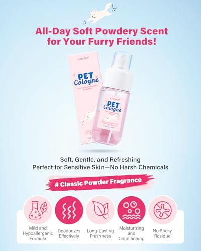 GJYC PET Dog & Cat Cologne | Long-Lasting Classic Powdery Scent | Fur-Conditioning, Non-Sticky Odor Control Formula | Trav...