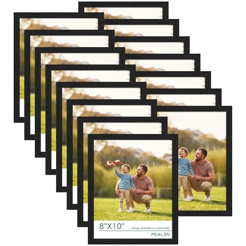 PEALSN 8x10 Picture Frame Set of 15, Wall Gallery Photo Frames for Wall Mounting or Tabletop Display, Black